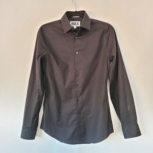 Express 1MX Men's Black Long Sleeve Button-Front Shirt XS NWOT
